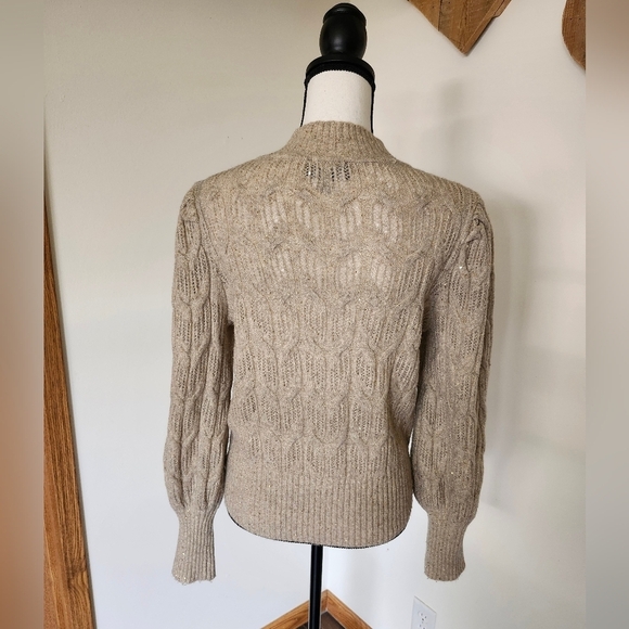 Express Golden Shimmer Sequins Cable Knit Sweater - Picture 5 of 6